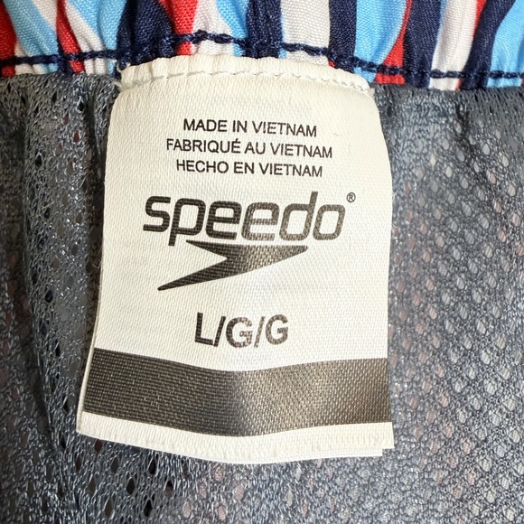 Speedo Swim Trunks Board Shorts Men Large Red White Blue Patriotic July 4th Fun - Picture 3 of 9